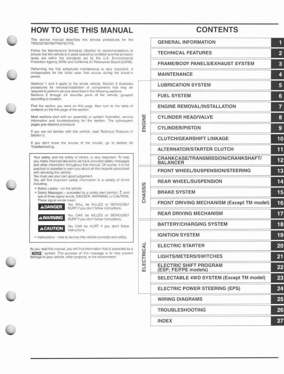 2005-2011 Foreman 500 Trx500 Service & Repair Manual preview img 3