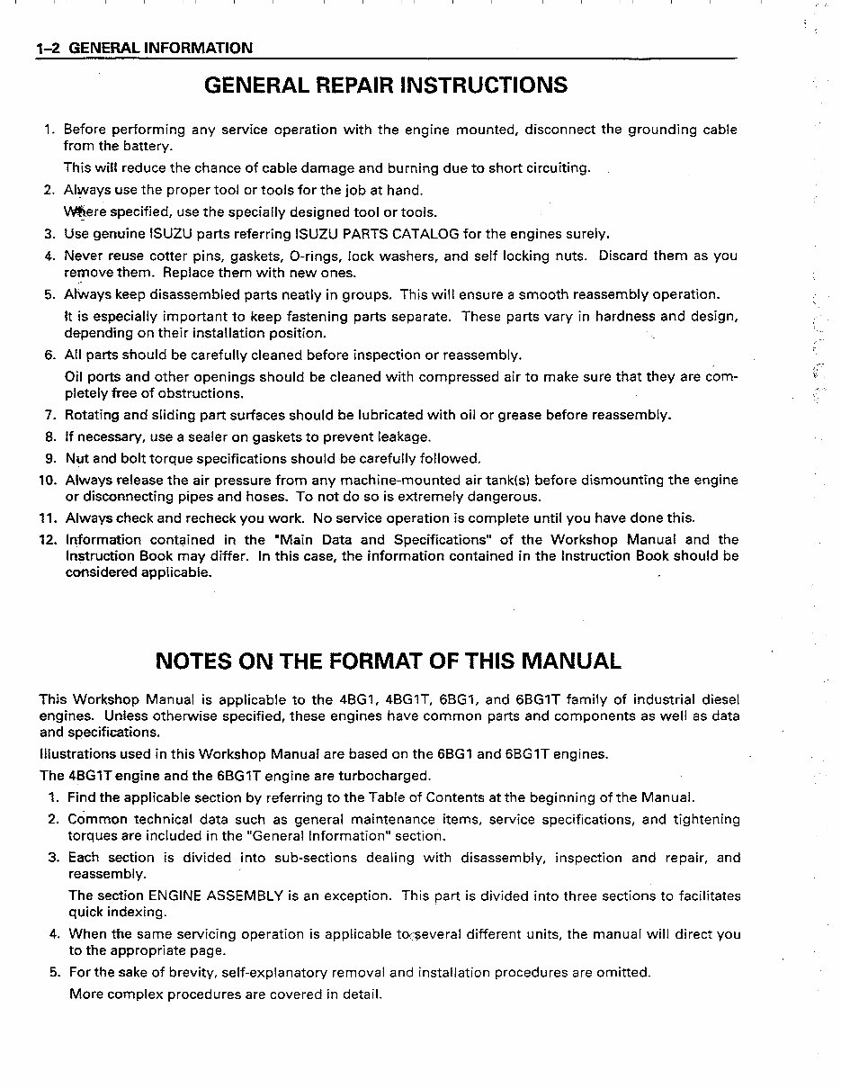 ISUZU Diesel Engine 6BG1 Instruction Manual preview img 4