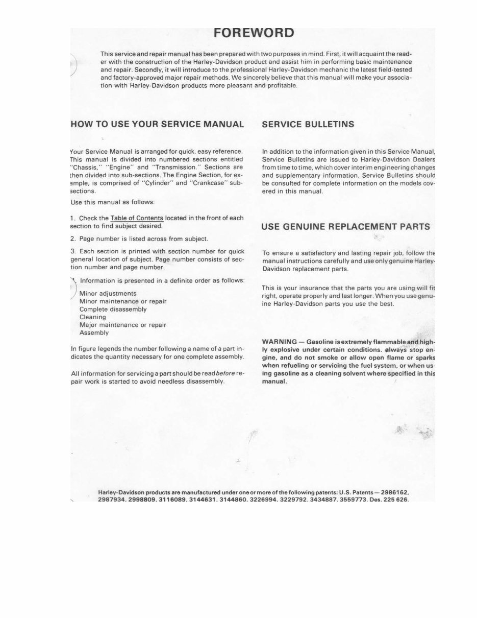 Harley Davidson Sportster XL1000 XL-1000 1970-1978 Manual preview img 2