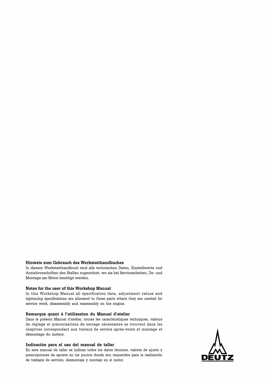 Deutz 1011F 1011 BFL BF4L engine Workshop Service Manual preview img 9