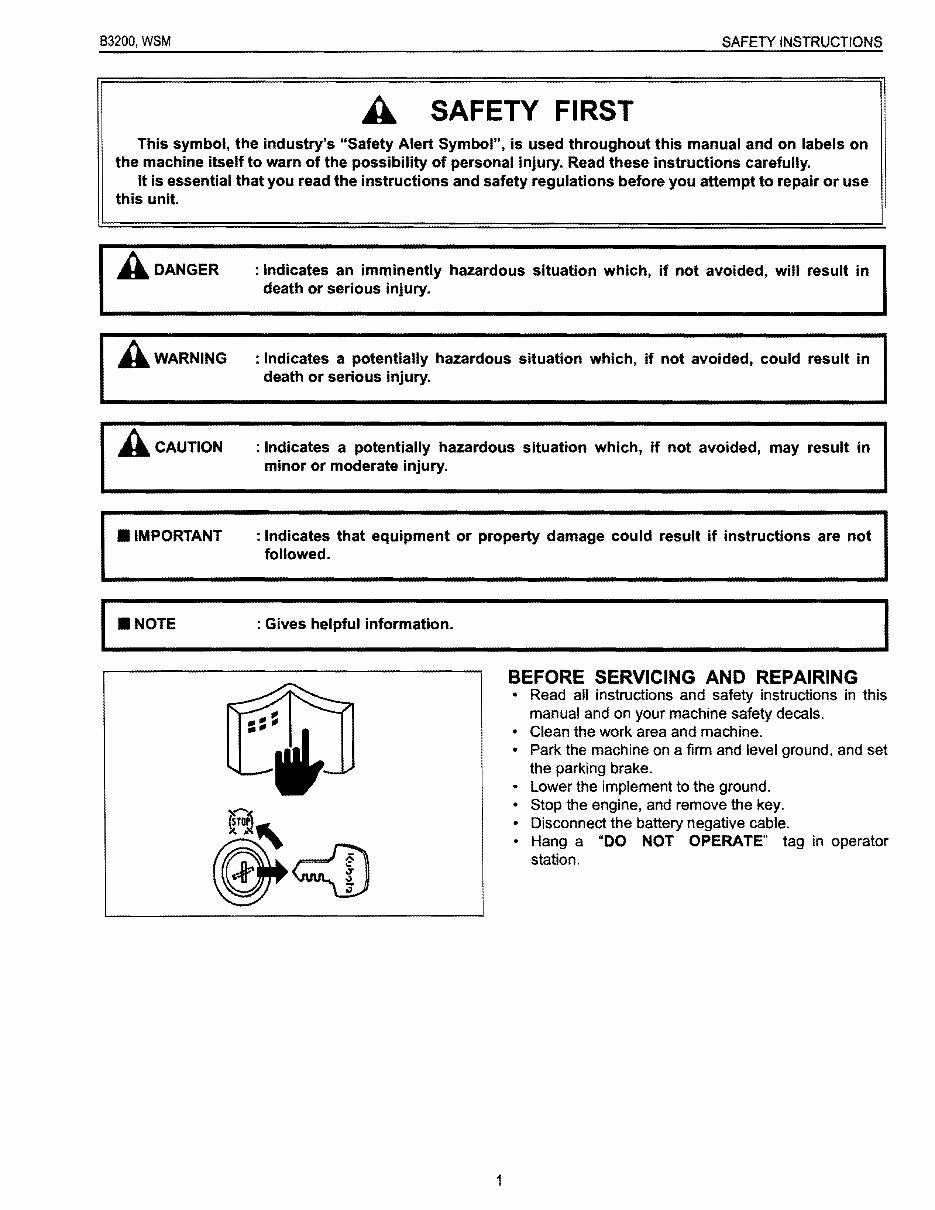 Kubota B3200 Tractor OEM Service & Repair Manual preview img 1