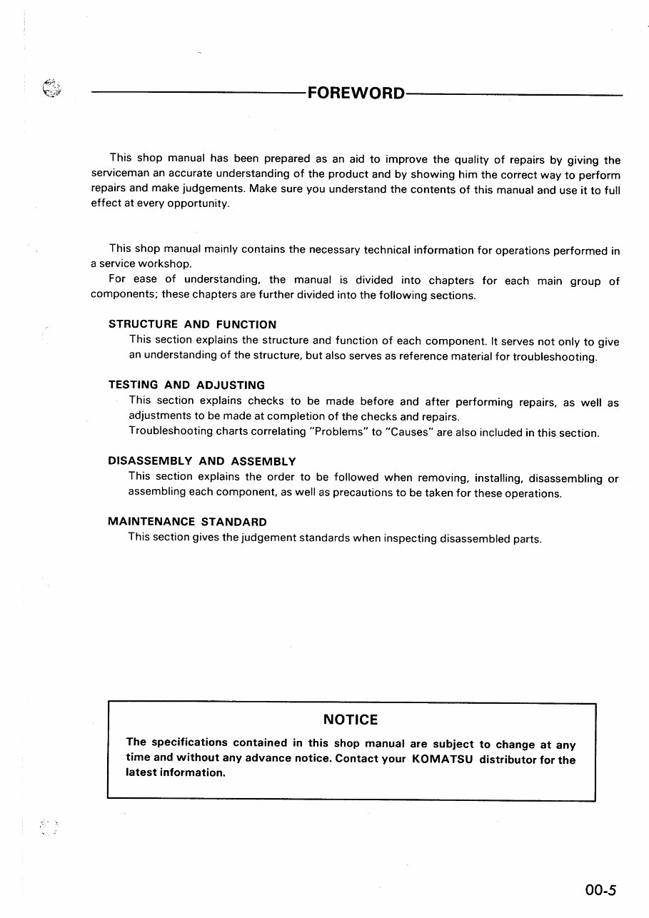 Komatsu D37E-2 Bulldozer Workshop Repair Service Manual preview img 8