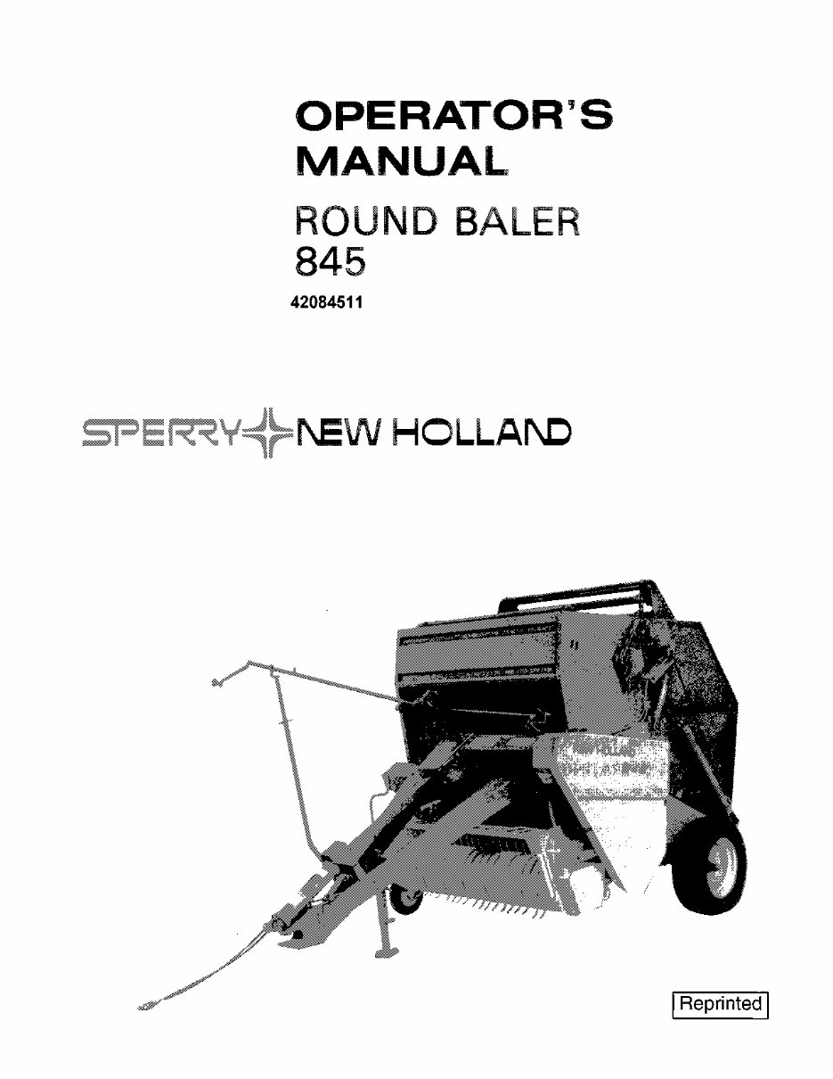 NEW HOLLand 845 ROUND BALER Operators Manual preview img 1