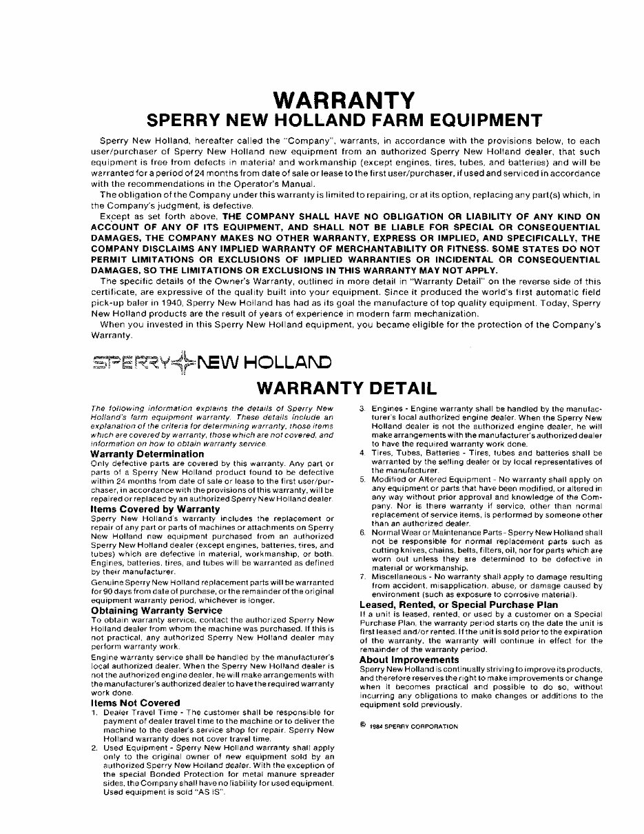 NEW HOLLand 845 ROUND BALER Operators Manual preview img 3