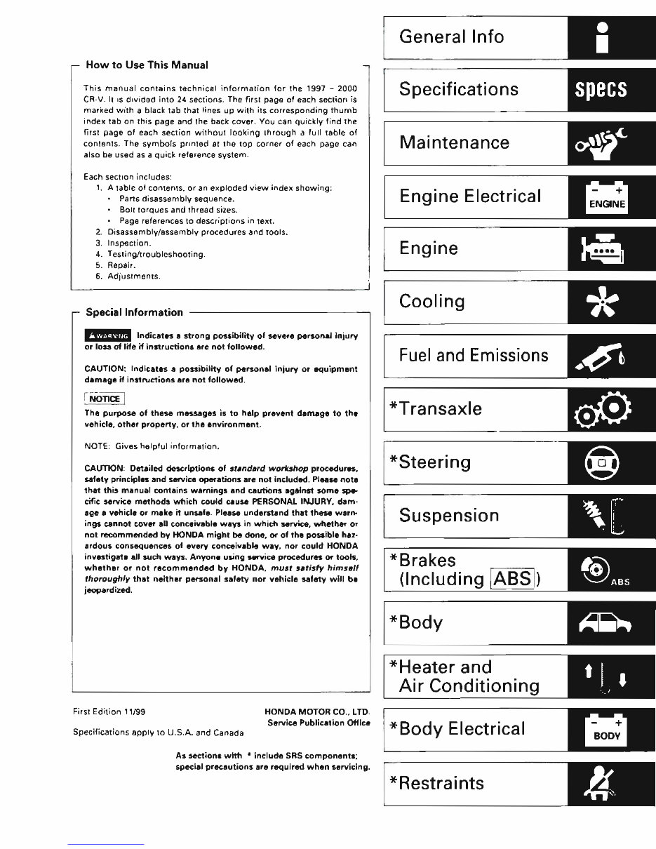1997-2002 Honda CR-V Service & Repair Manual preview img 2