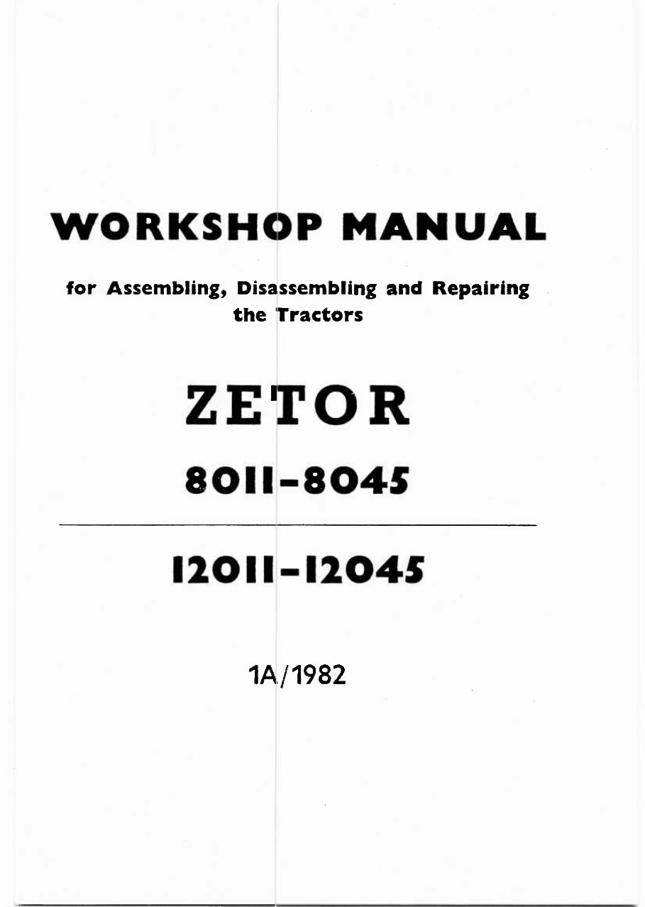 Zetor 8045 tractor Workshop Repair Service Manual preview img 1