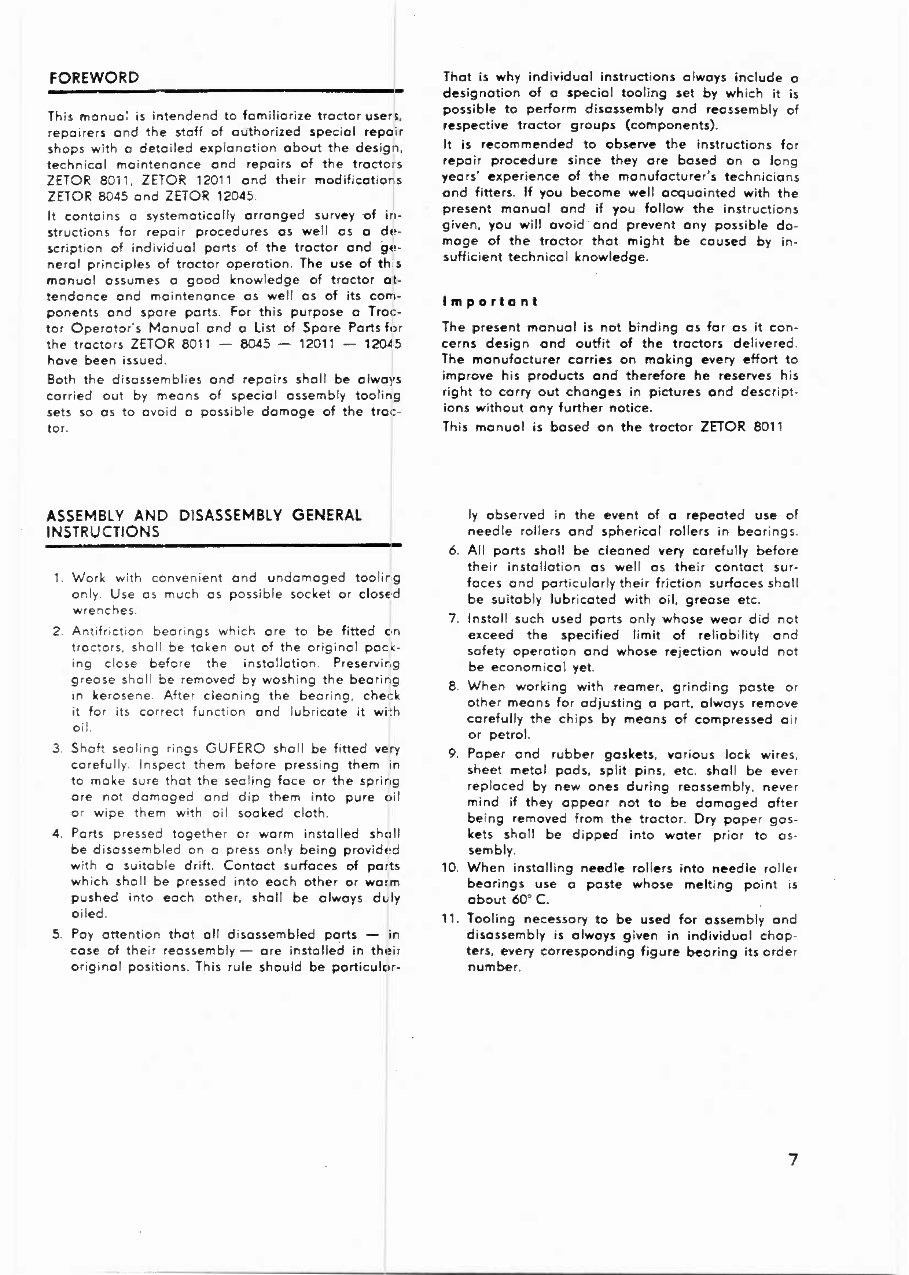Zetor 8045 tractor Workshop Repair Service Manual preview img 7