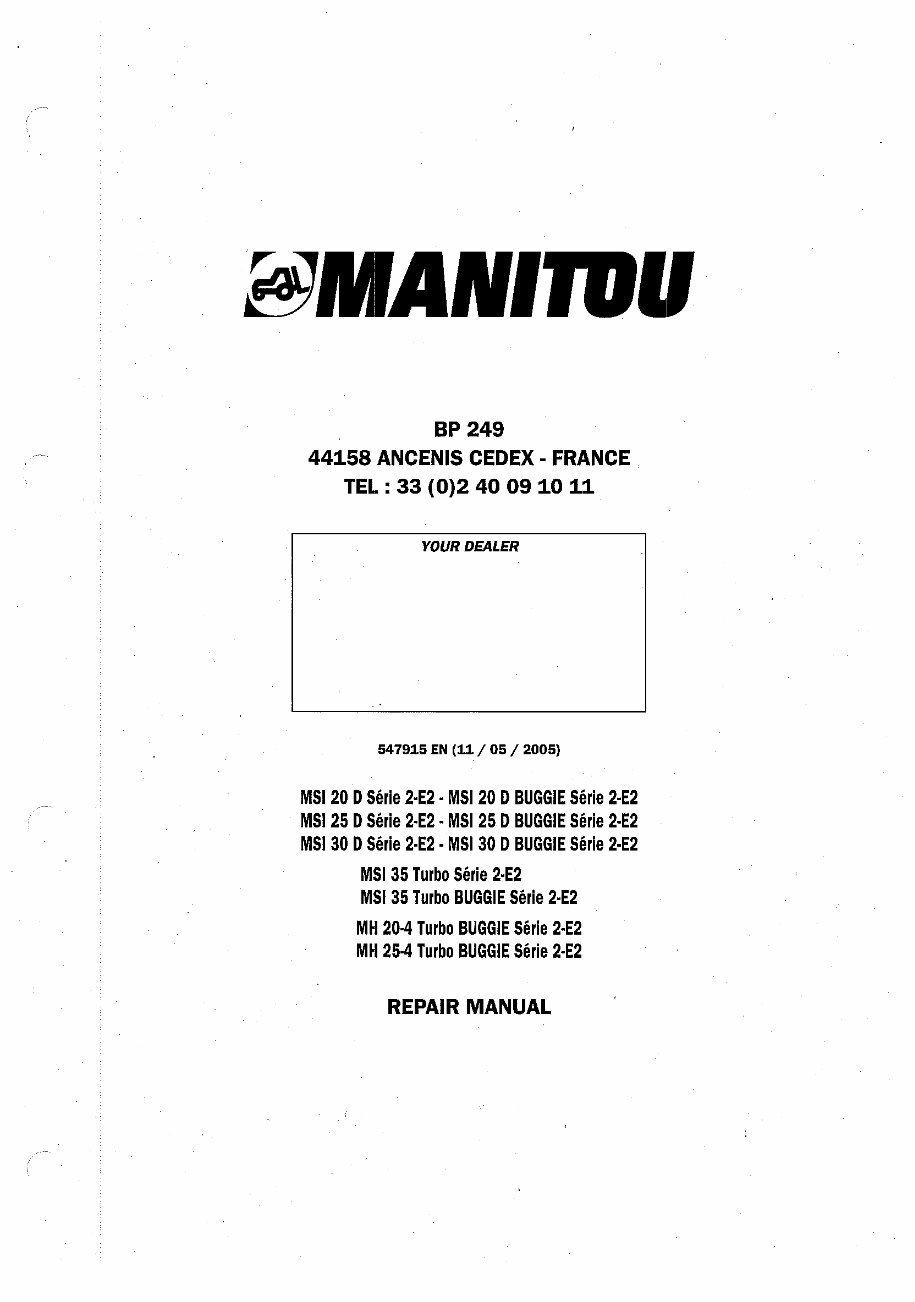 Manitou MSI/MH Forklifts OEM Service & Repair Manual preview img 2