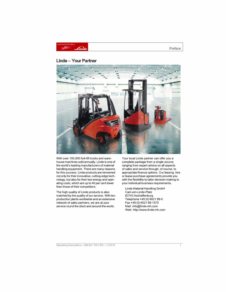 Linde Electric Forklift Truck 386 series: E12, E14, E16, E18, E20 Factory Intructions ( User Manual ) preview img 3