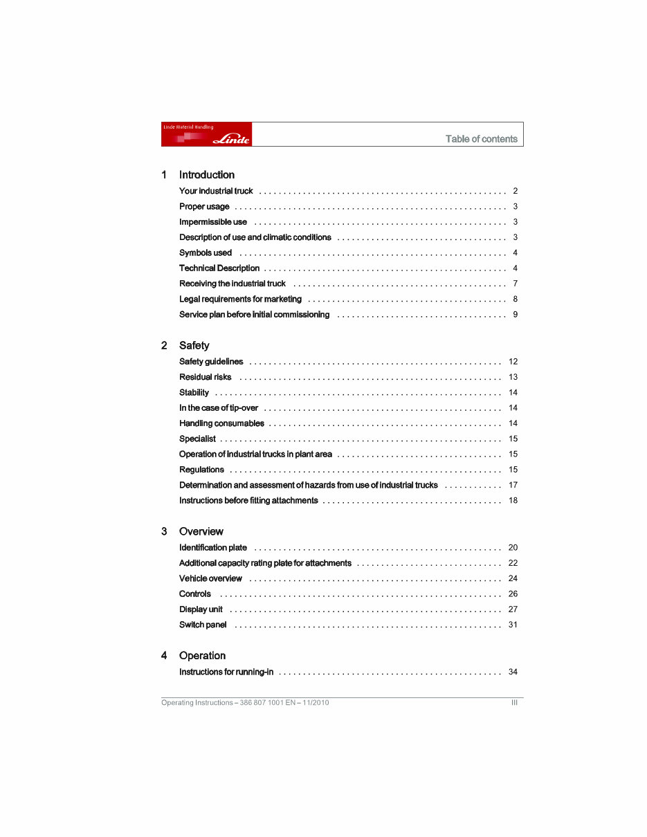Linde Electric Forklift Truck 386 series: E12, E14, E16, E18, E20 Factory Intructions ( User Manual ) preview img 5