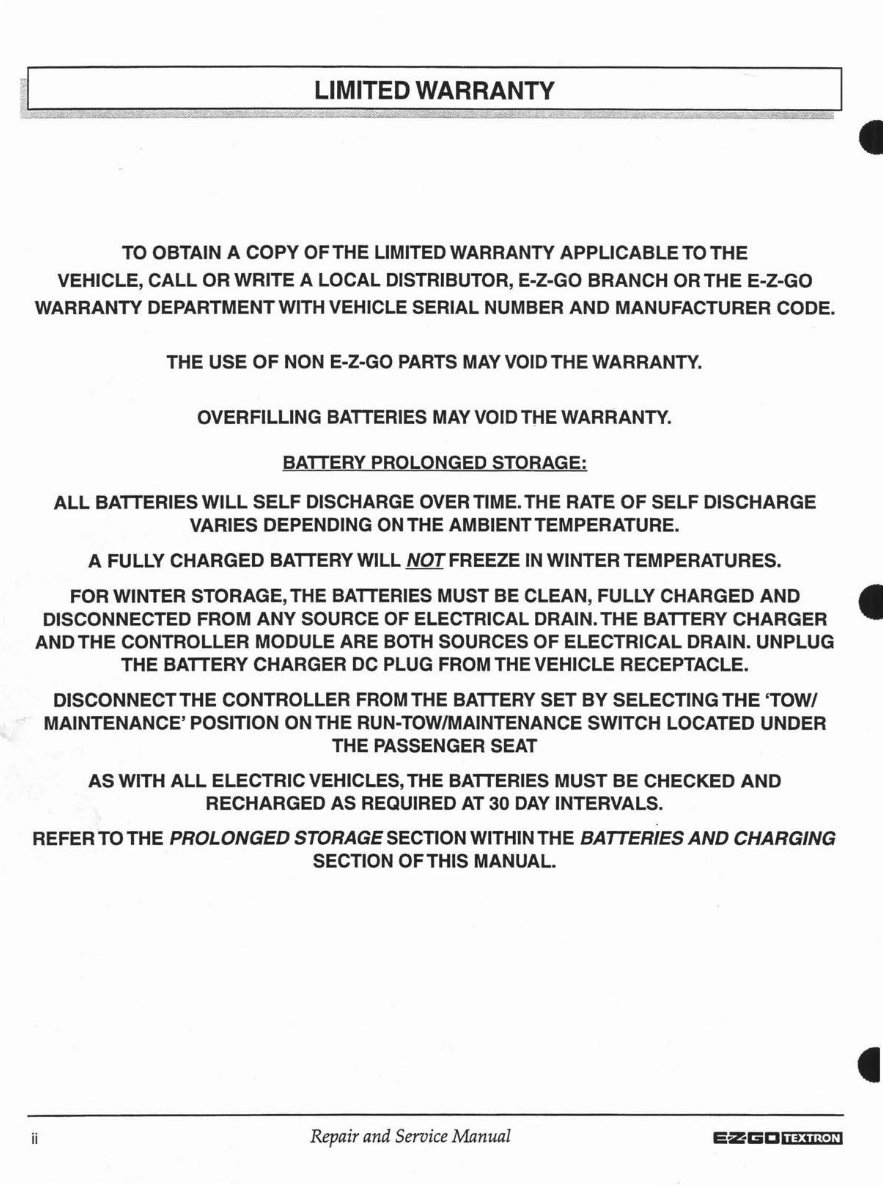 1996-1998 E-Z-GO TXT Electric and DCS Golf Cart Service & Repair Manual preview img 2
