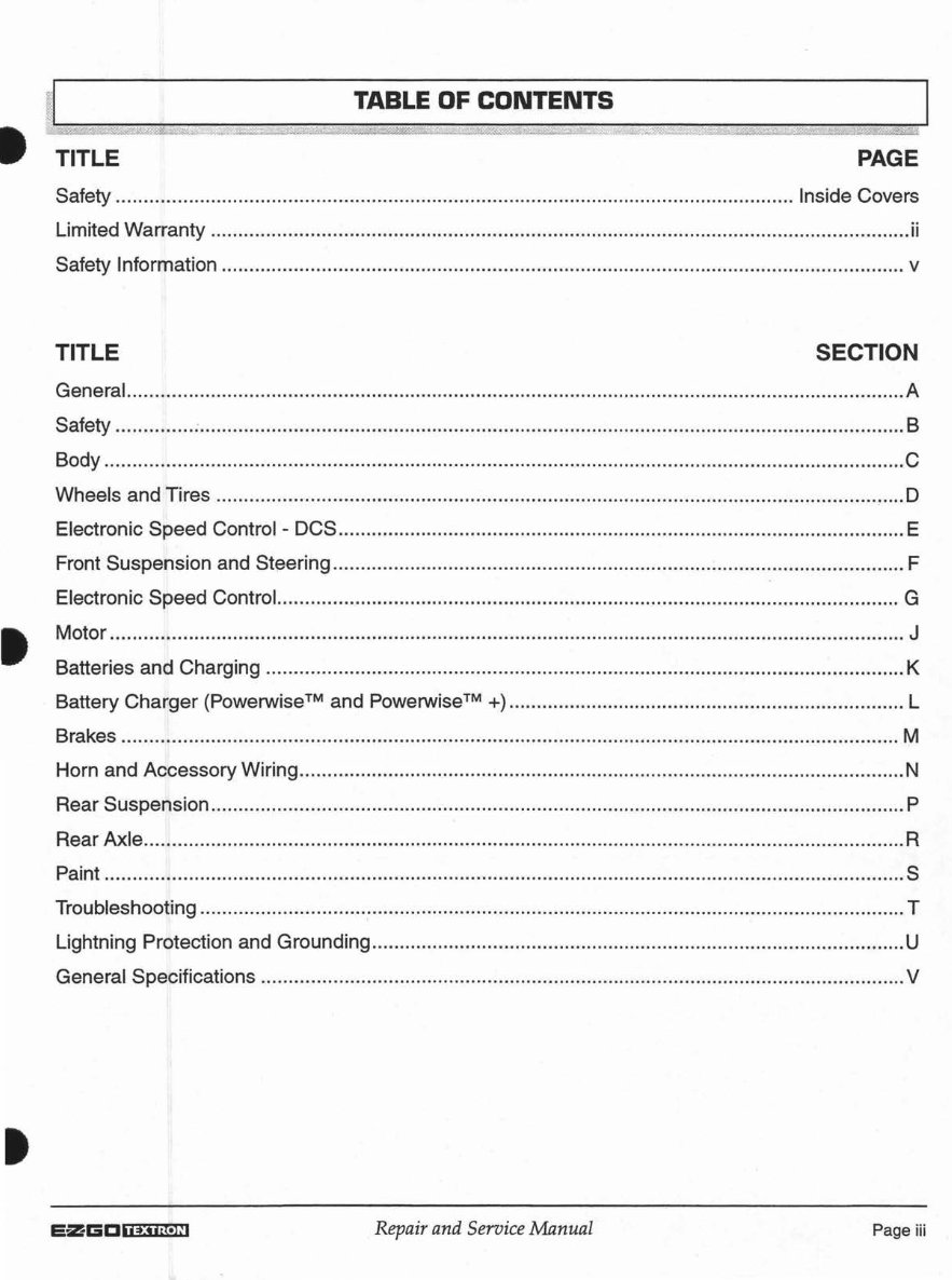 1996-1998 E-Z-GO TXT Electric and DCS Golf Cart Service & Repair Manual preview img 3