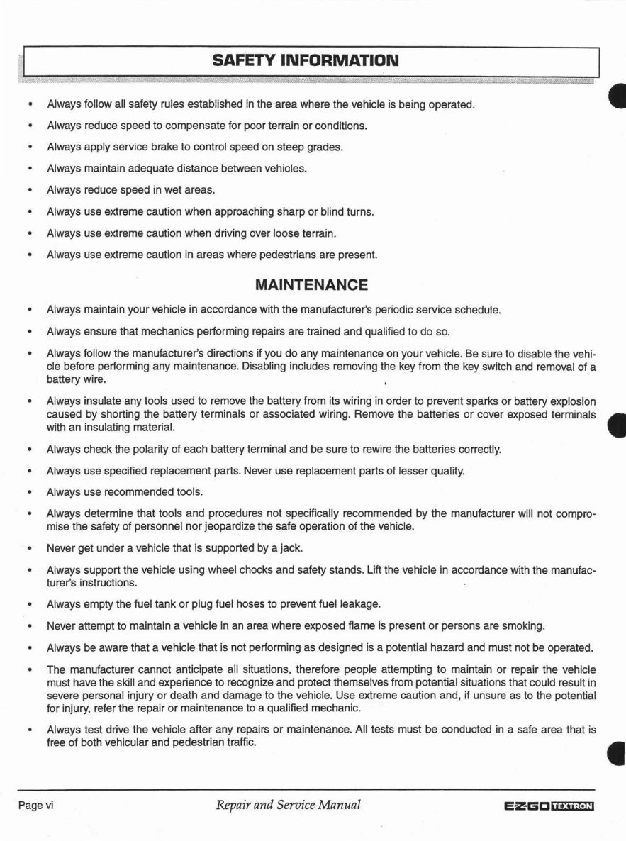 1996-1998 E-Z-GO TXT Electric and DCS Golf Cart Service & Repair Manual preview img 6