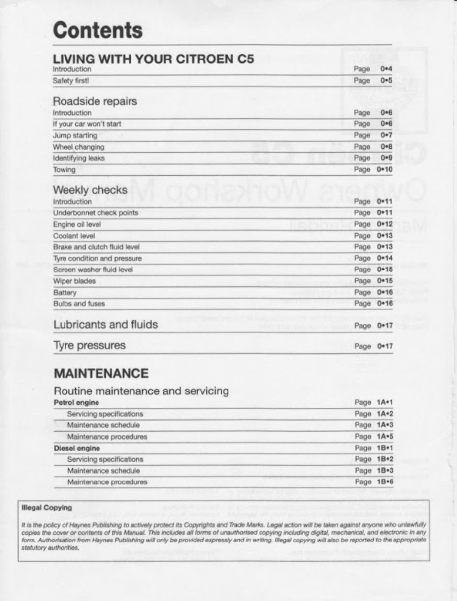 2001-2008 Citroen C5 Service & Repair Manual preview img 4