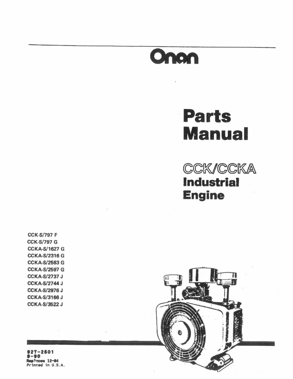 Onan CCK industrial engine parts manual preview img 2