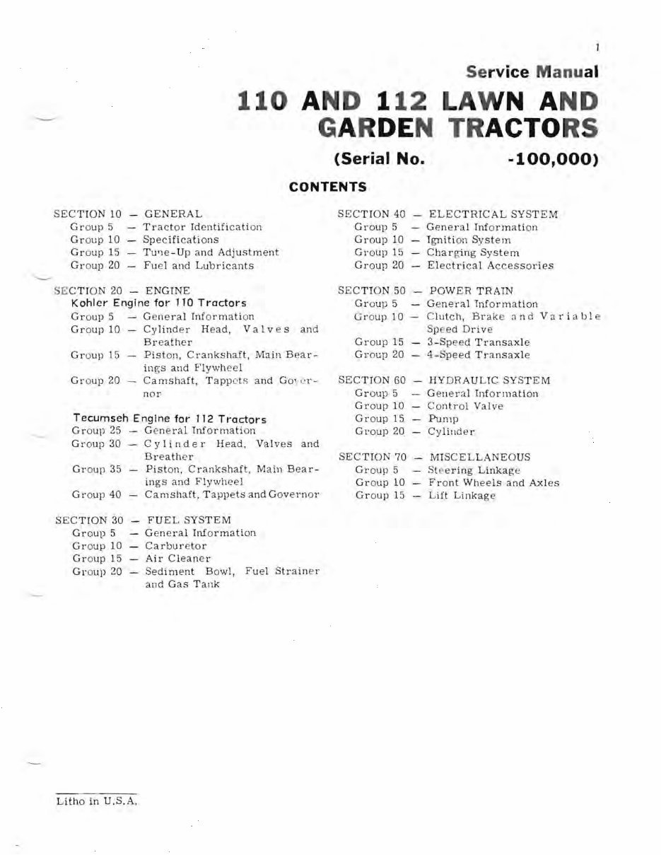John Deere 110 and 112 Lawn & Garden Tractors SN: 100001-250000 Complete Workshop Service Repair Manual preview img 2