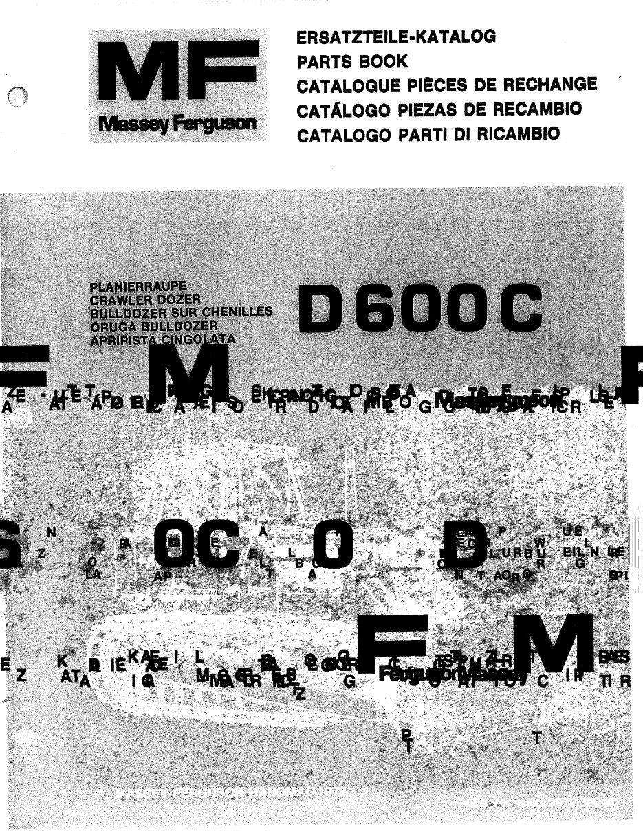 Massey Ferguson D600C Crawler Dozer Parts Catalog Manual preview img 1