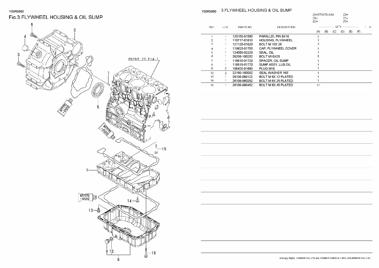 Yanmar 3TNV70 Diesel Engine Parts Catalog preview img 1