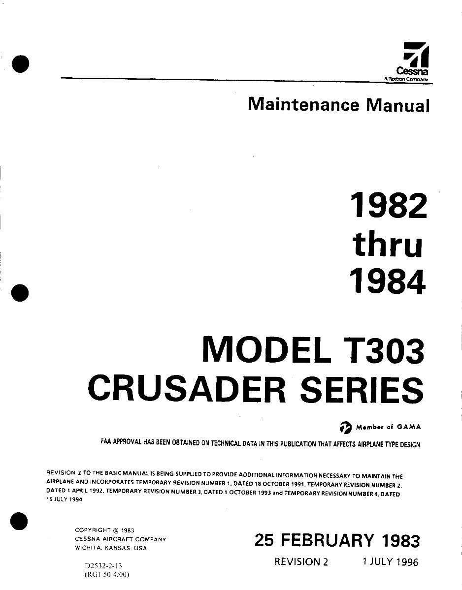 cessna 303 maintenance service manual d2532-2-13 preview img 1