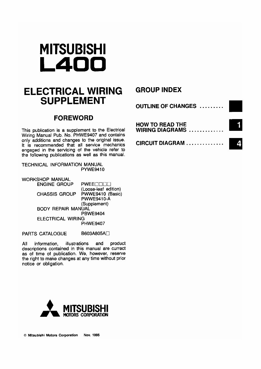 1996 Mitsubishi L400 Delica Service & Repair Manual preview img 2