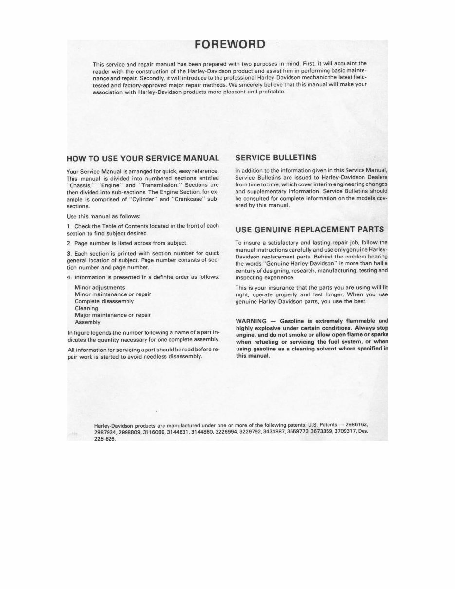 1976 Harley Davidson Super Glide FX 1200 Factory Service & Work Shop Manual preview img 2