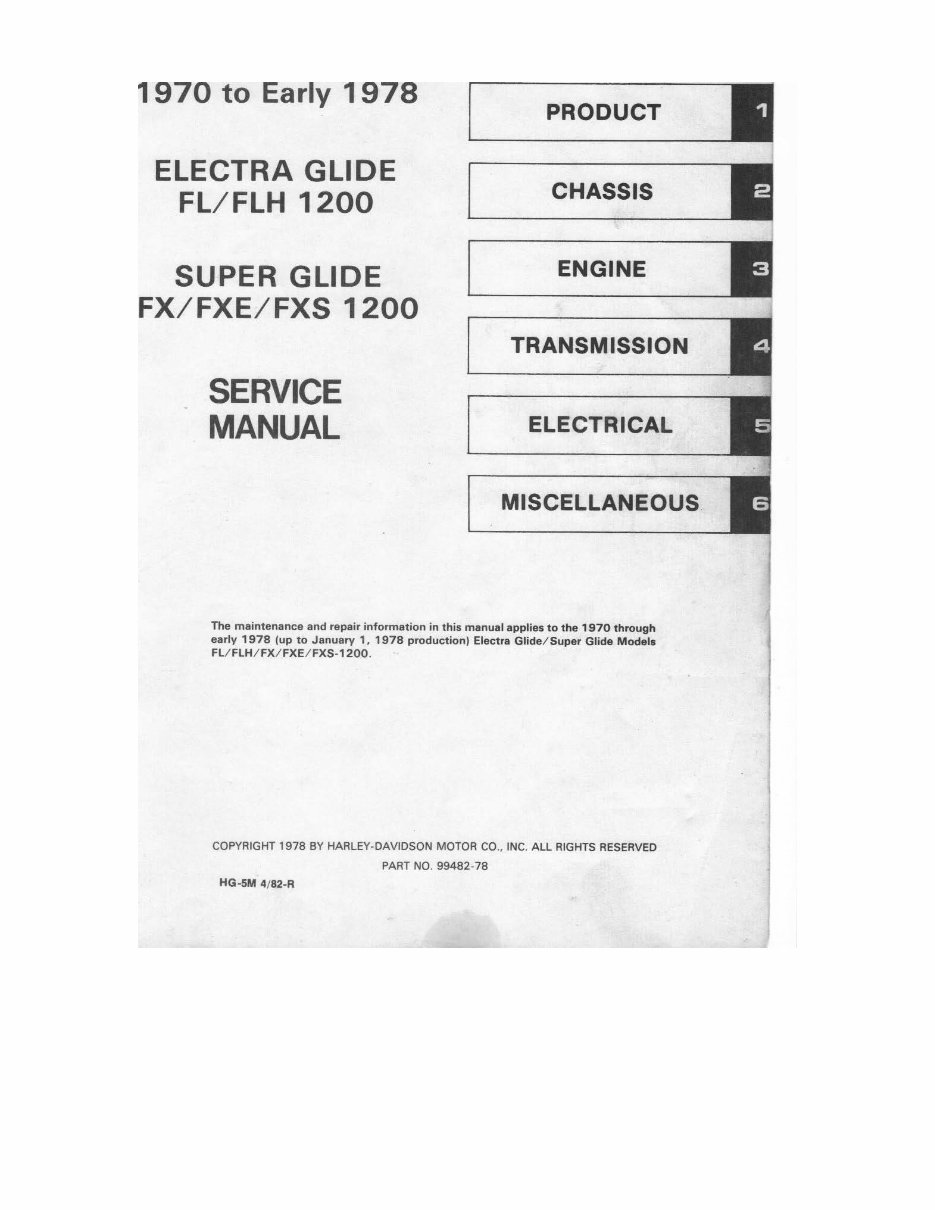 1976 Harley Davidson Super Glide FX 1200 Factory Service & Work Shop Manual preview img 3