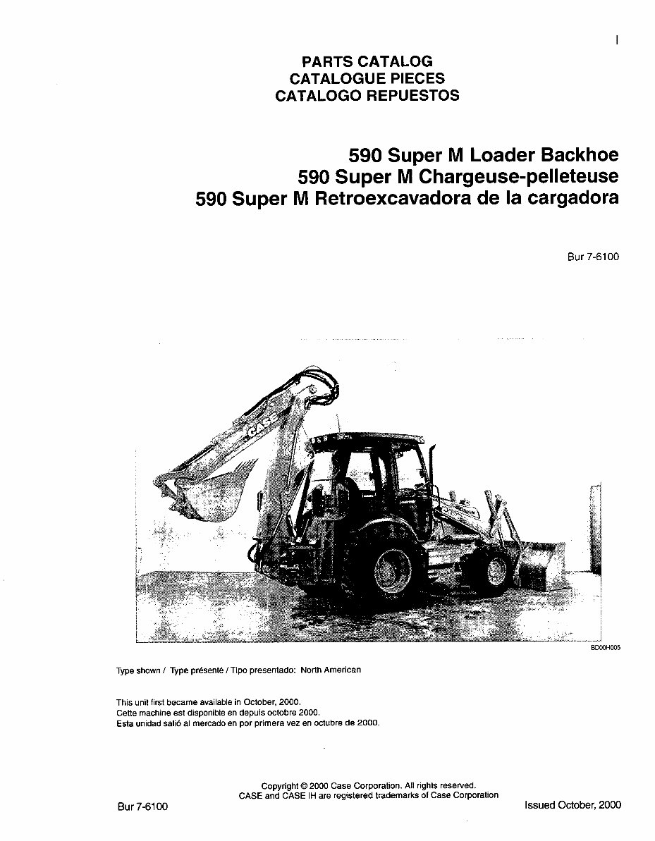 CASE 590 SUPER M Series 2 BACKHOE Parts Catalog Manual preview img 1