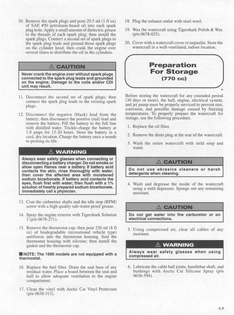1998 Arctic Cat Tigershark PWC Service & Repair Manual preview img 9