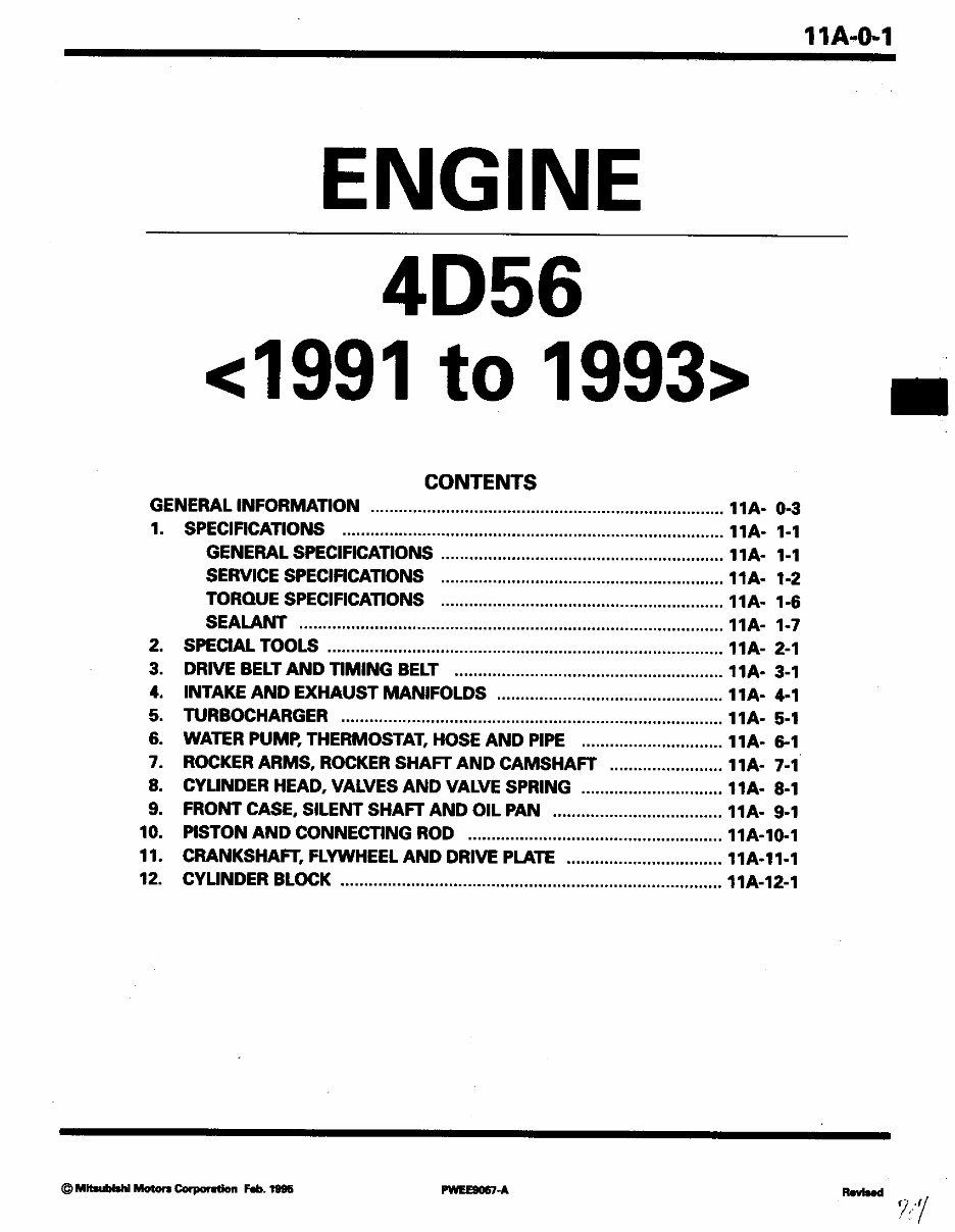 Mitsubishi 4G64 Engine Workshop Service Manual preview img 1
