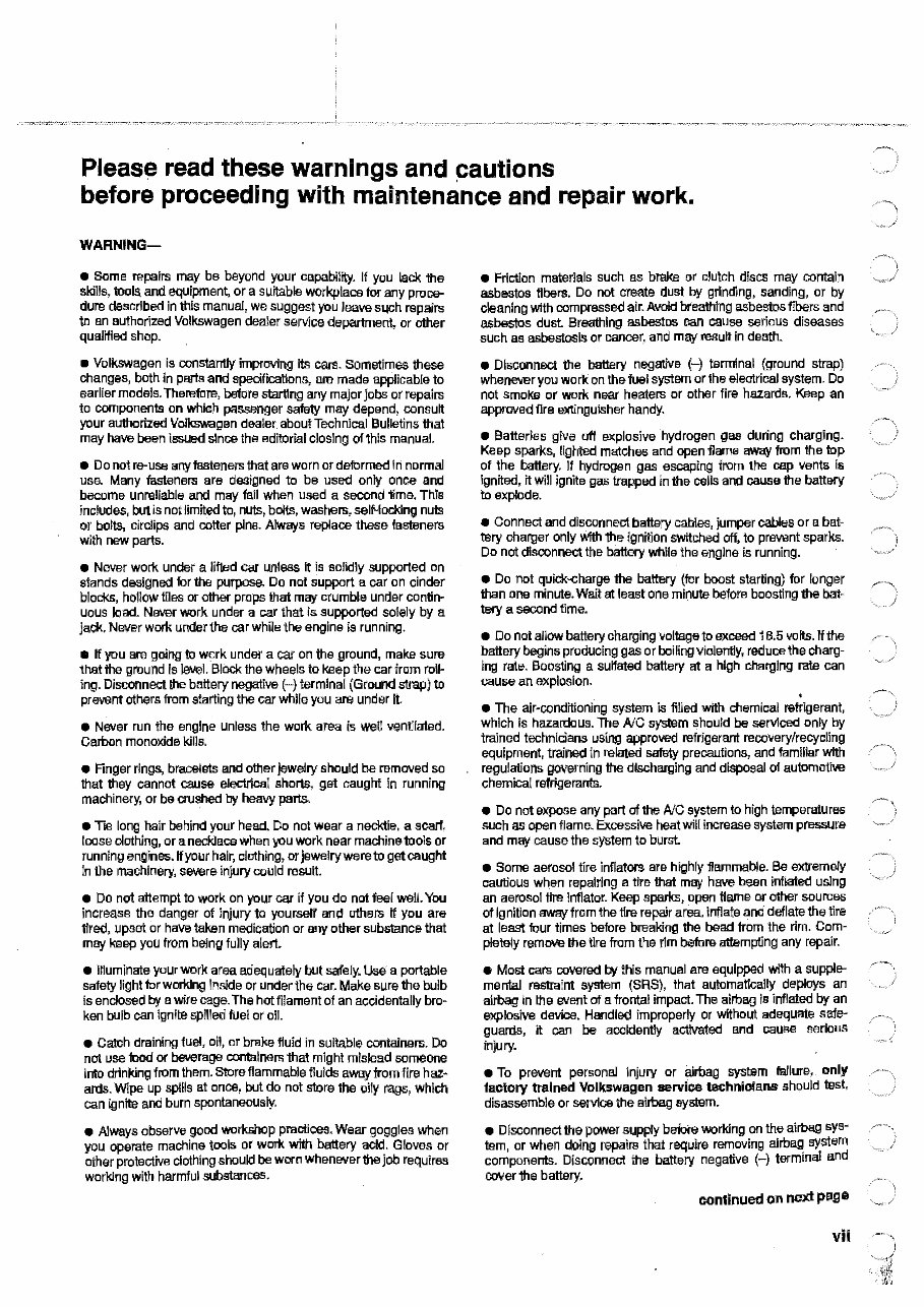 1998 VOLKSWAGEN CABRIO All Models Service and Repair Manual preview img 5