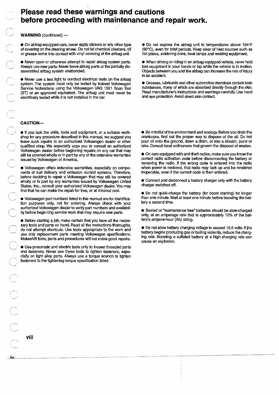 1998 VOLKSWAGEN CABRIO All Models Service and Repair Manual preview img 6