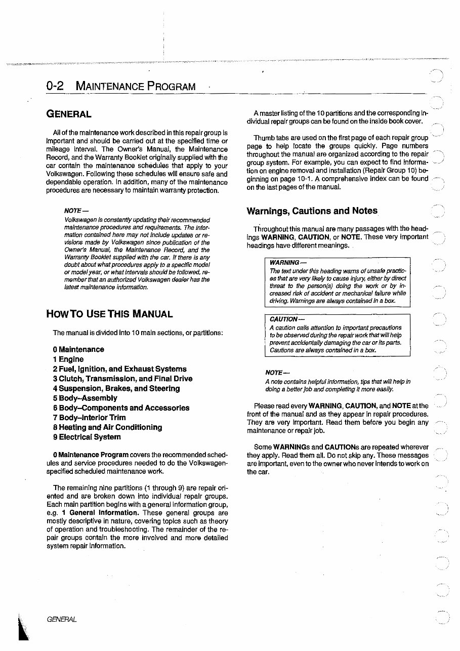 1998 VOLKSWAGEN CABRIO All Models Service and Repair Manual preview img 8