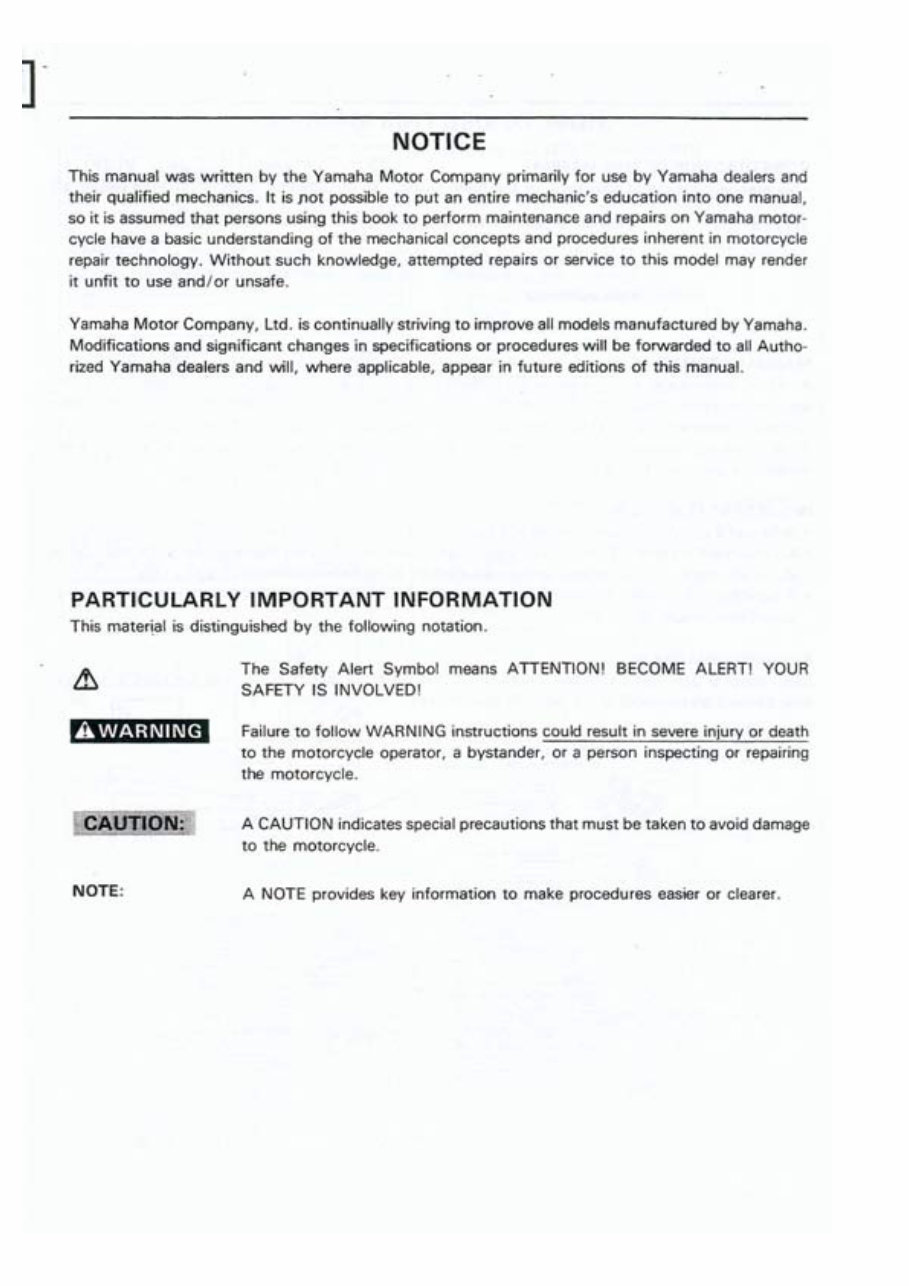 Yamaha XTZ 660 Ténéré (Tenere) Service & Repair Manual preview img 1