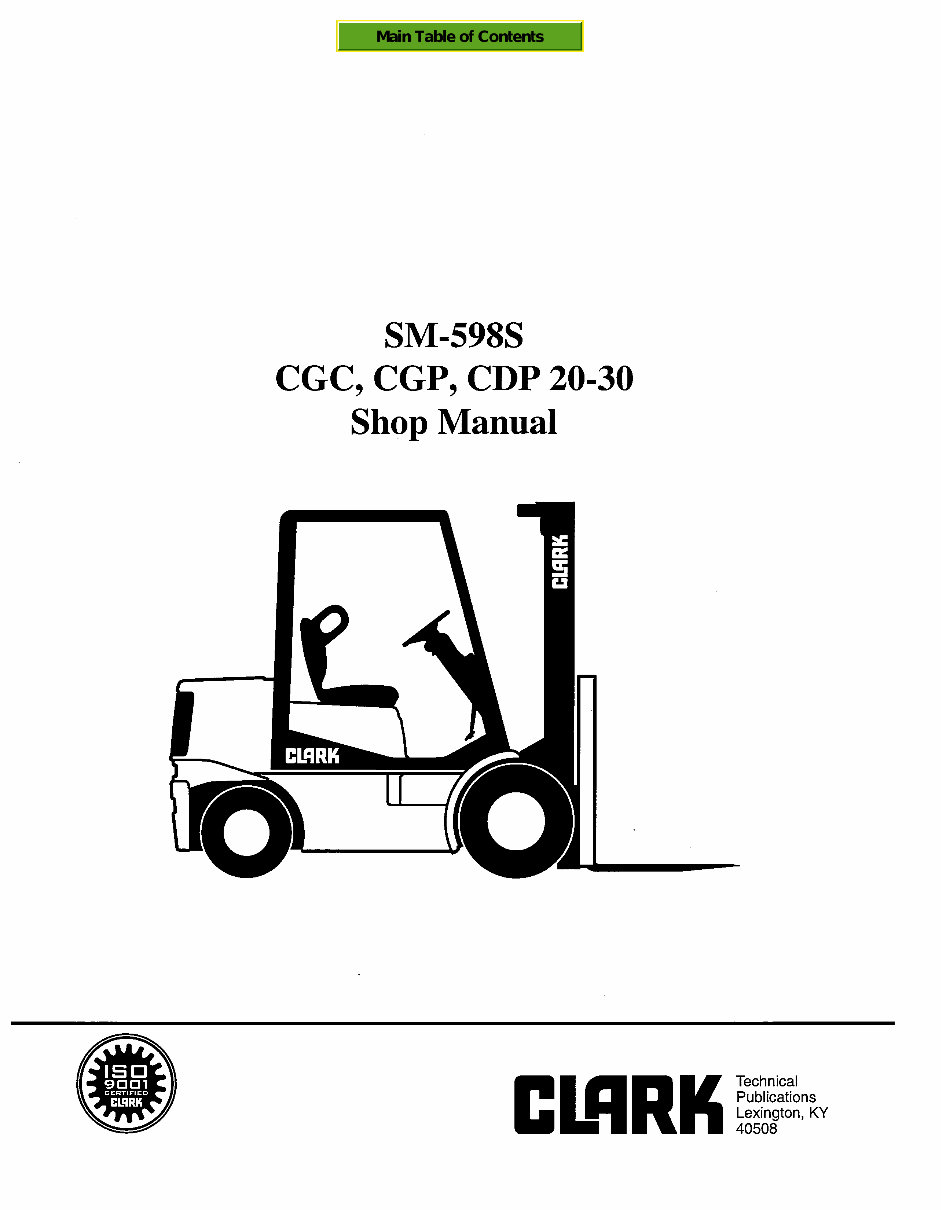 CLARK CGC 20-30, CGP 20-30, CDP 20-30 Forklift Service Repair Manual - ! preview img 1