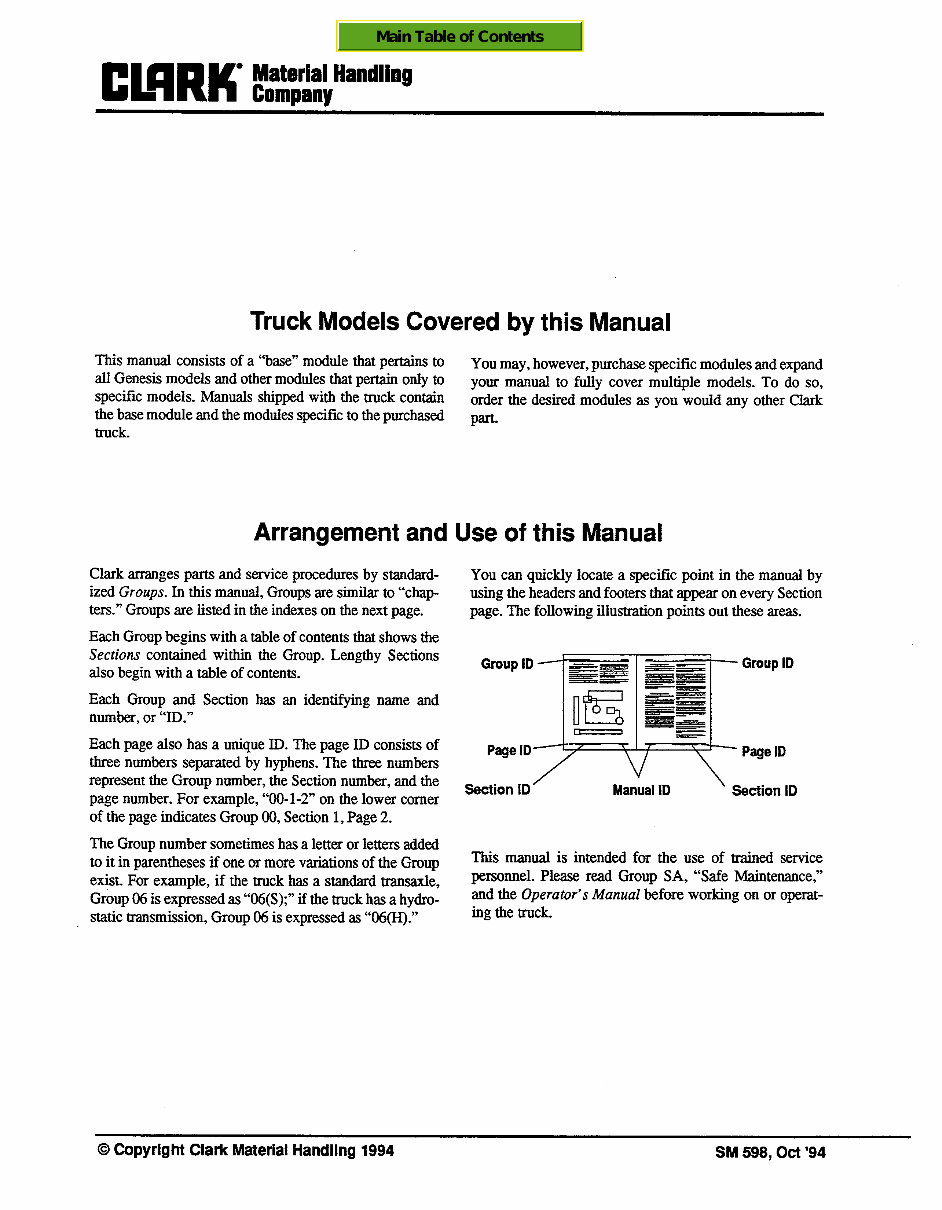 CLARK CGC 20-30, CGP 20-30, CDP 20-30 Forklift Service Repair Manual - ! preview img 2