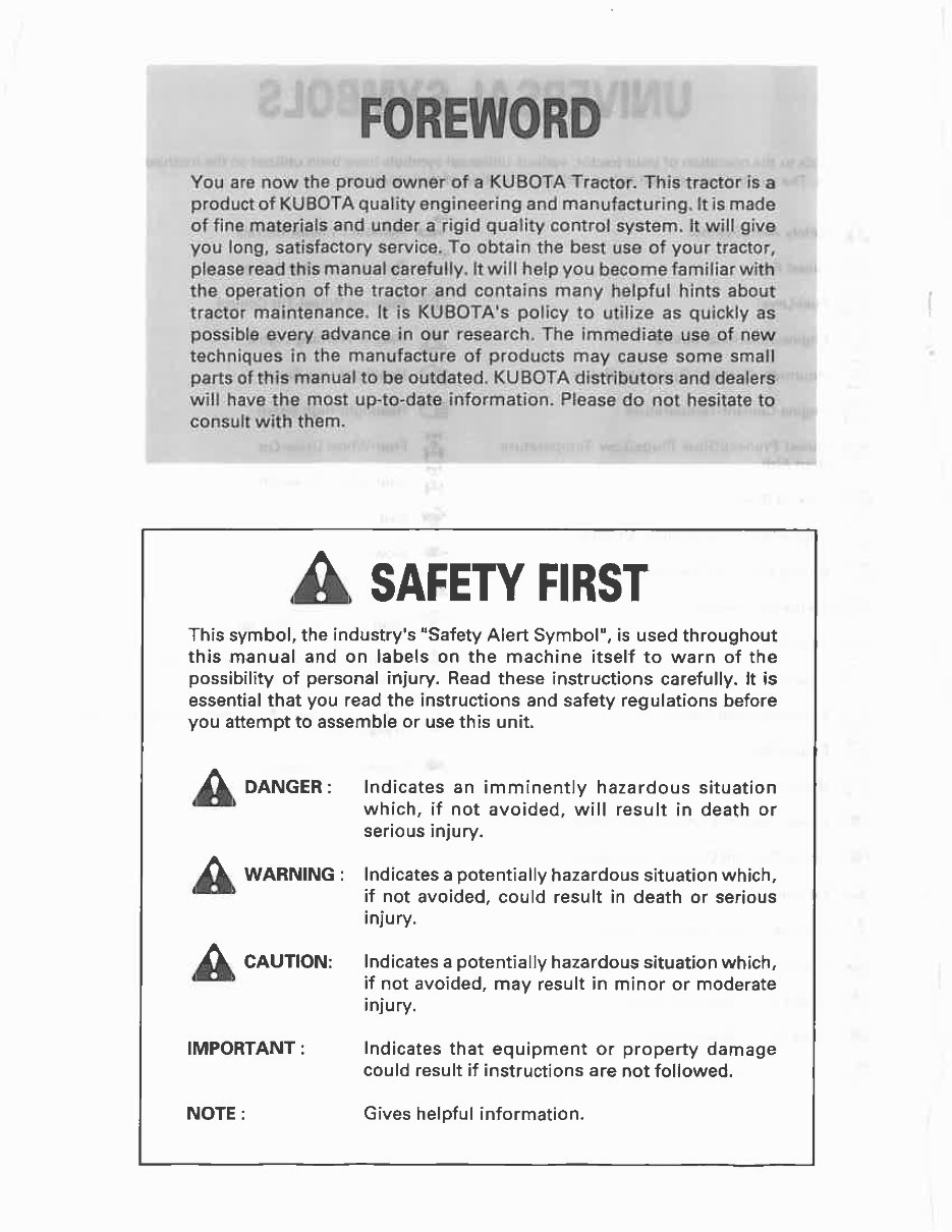 KUBOTA L2900 L3300 L3600 L4200 Tractor OPERATOR Manual preview img 4