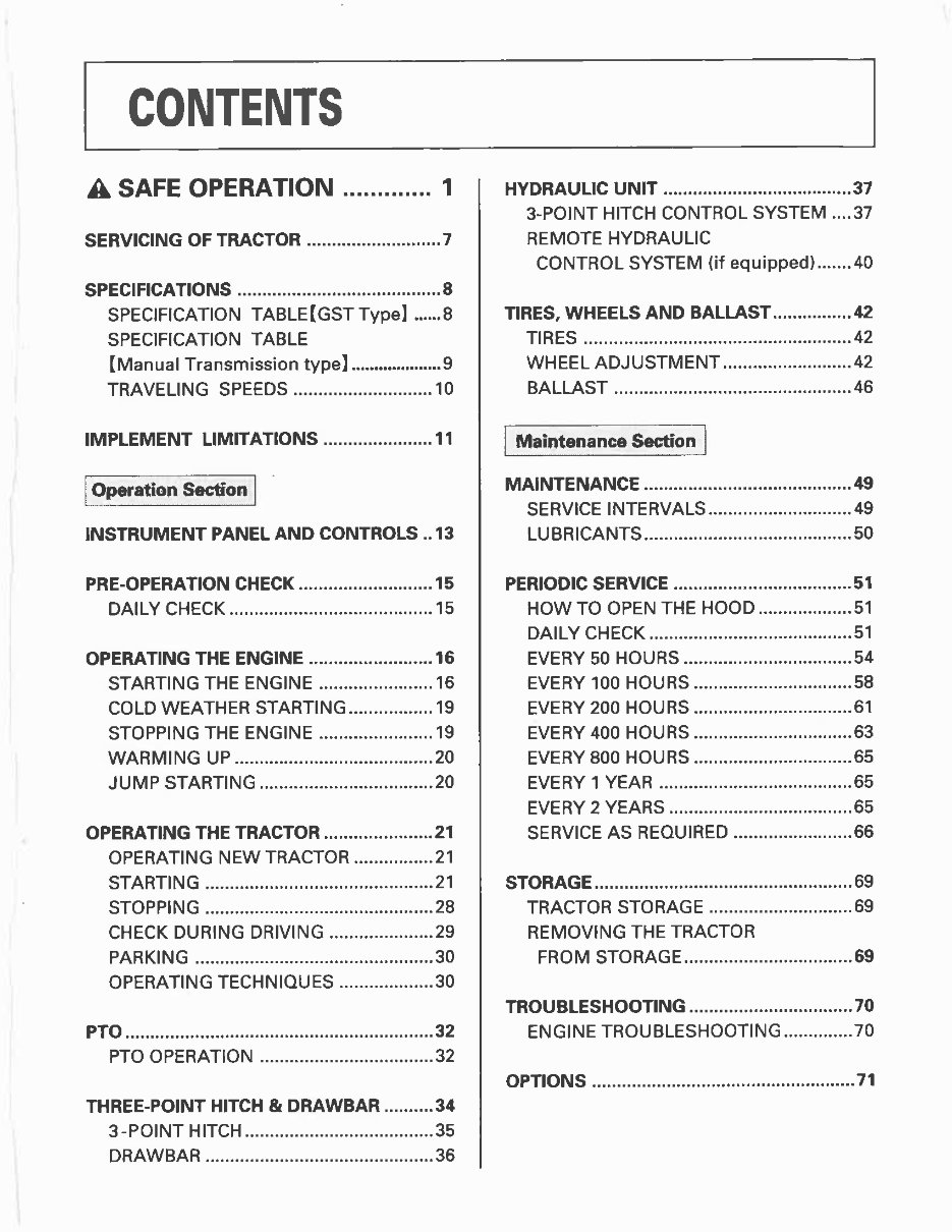 KUBOTA L2900 L3300 L3600 L4200 Tractor OPERATOR Manual preview img 5