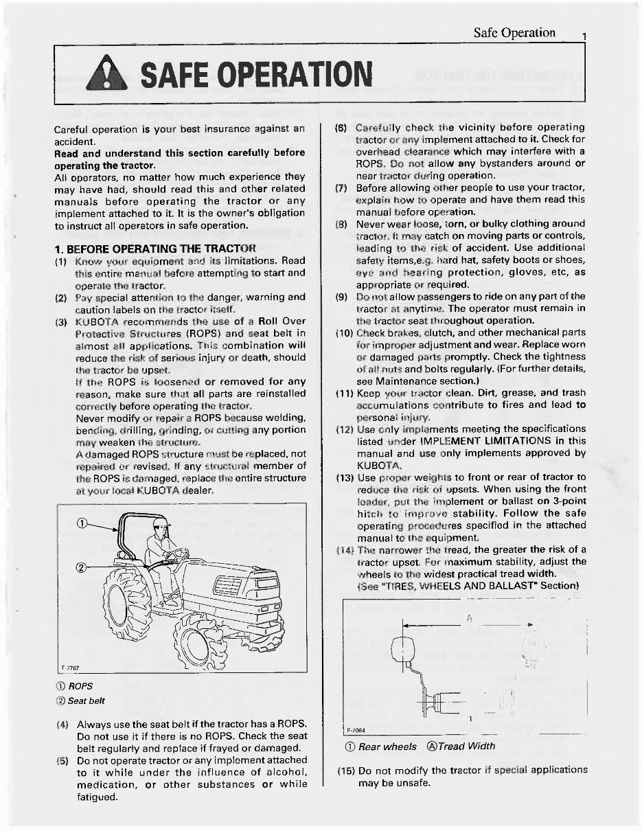 KUBOTA L2900 L3300 L3600 L4200 Tractor OPERATOR Manual preview img 6