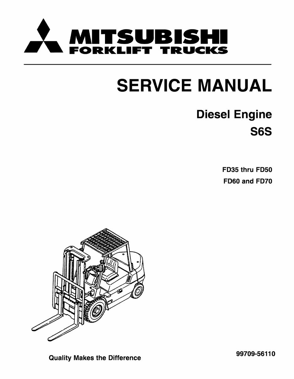Mitsubishi Diesel Forklift Truck FD40K, FD45K, FD45KL, FD50K Workshop Service Manual preview img 1