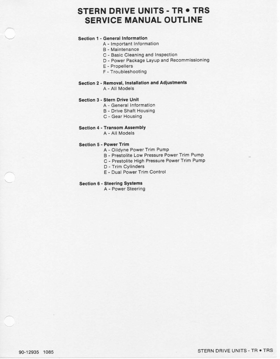Mercruiser Sterndrives: TR and TRS 19781993 Service Manual 90 12935 preview img 3