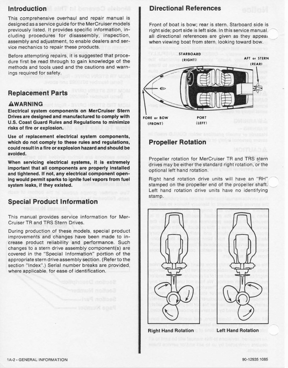 Mercruiser Sterndrives: TR and TRS 19781993 Service Manual 90 12935 preview img 8