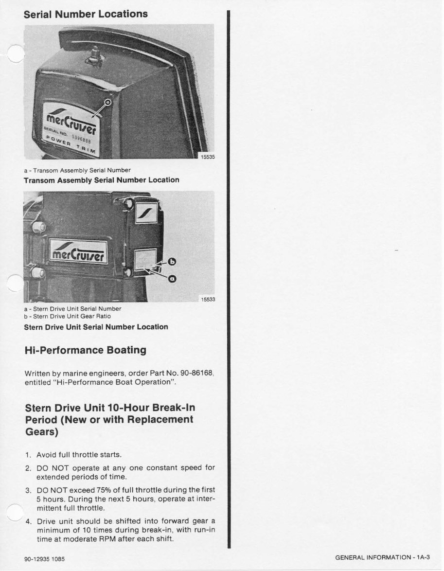 Mercruiser Sterndrives: TR and TRS 19781993 Service Manual 90 12935 preview img 9