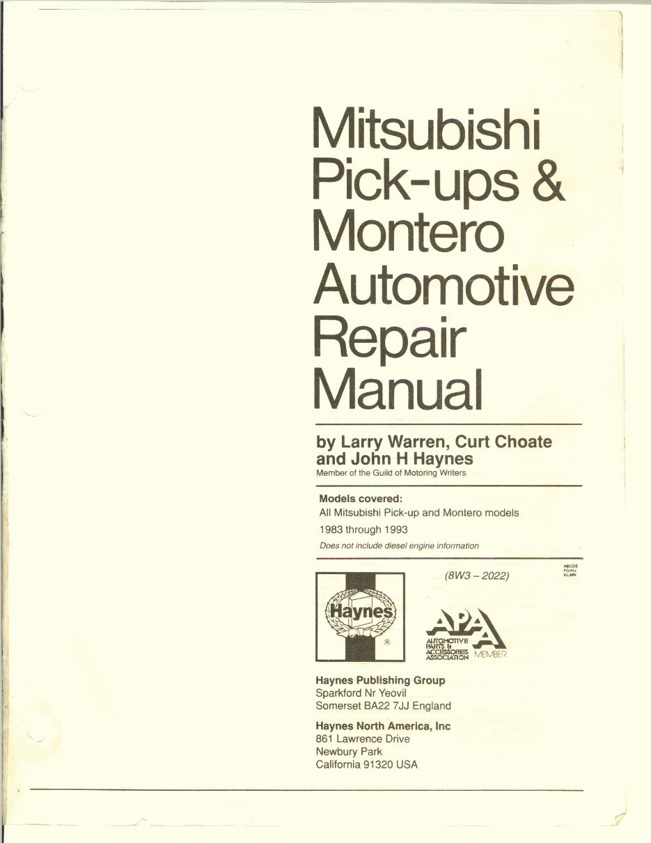 1982-1991 Mitsubishi Montero Service & Repair Manual preview img 3