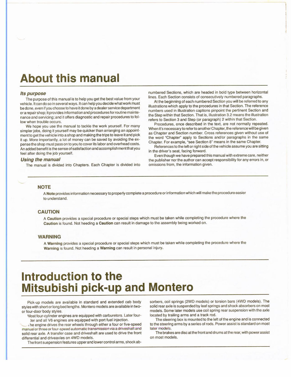 1982-1991 Mitsubishi Montero Service & Repair Manual preview img 7