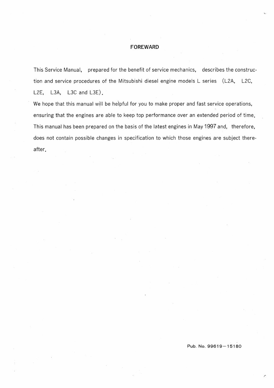 Mitsubishi L Series L2A L2C L2E L3A L3C L3E Diesel Full Service & Repair Manual preview img 2