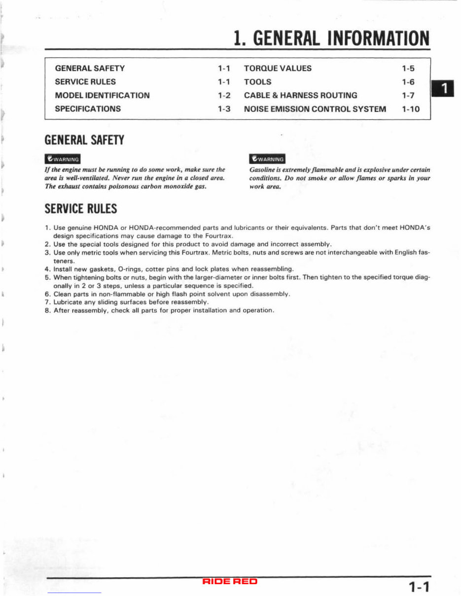 HONDA TRX70 FOURTRAX Service Repair Workshop Manual 1986-1987 preview img 3