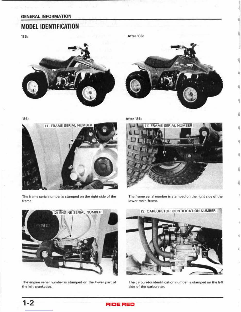 HONDA TRX70 FOURTRAX Service Repair Workshop Manual 1986-1987 preview img 4