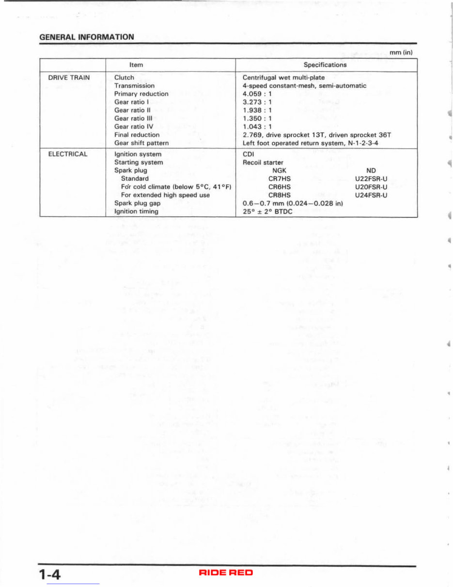 HONDA TRX70 FOURTRAX Service Repair Workshop Manual 1986-1987 preview img 6