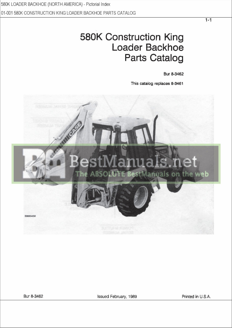 Case 580K SK Super K Tractor Loader Backhoe Parts Catalog Manual ...