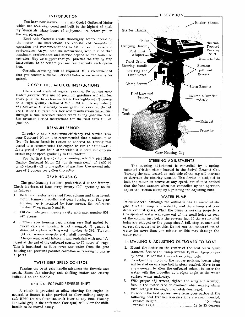 Clinton 7.5HP Outboard (K-750) Owners Manual (+ Parts Catalog) preview img 2